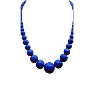 Antique Art Deco Porcelain Beaded Necklace Strung On Paper Clip Chain (A2566)